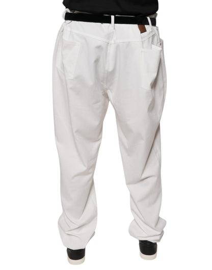 Pantalones de vestir cónicos de algodón blanco para hombre