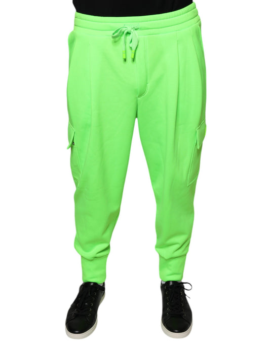 Pantalones deportivos cargo de poliéster verde neón para jogging
