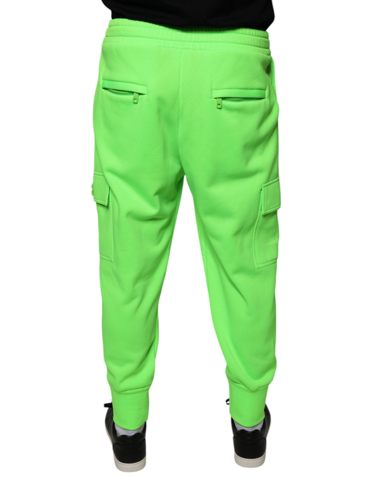 Pantalones deportivos cargo de poliéster verde neón para jogging