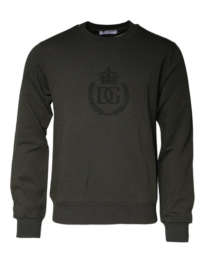 Suéter sudadera de algodón con corona verde militar