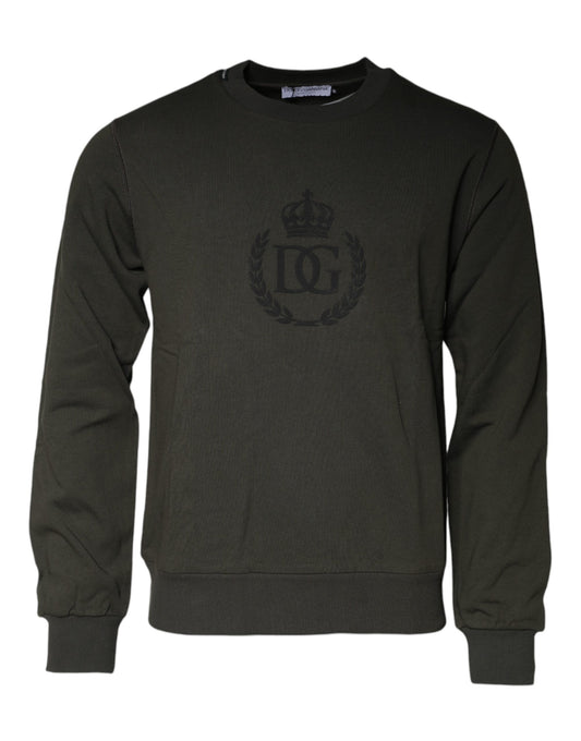Suéter sudadera de algodón con corona verde militar