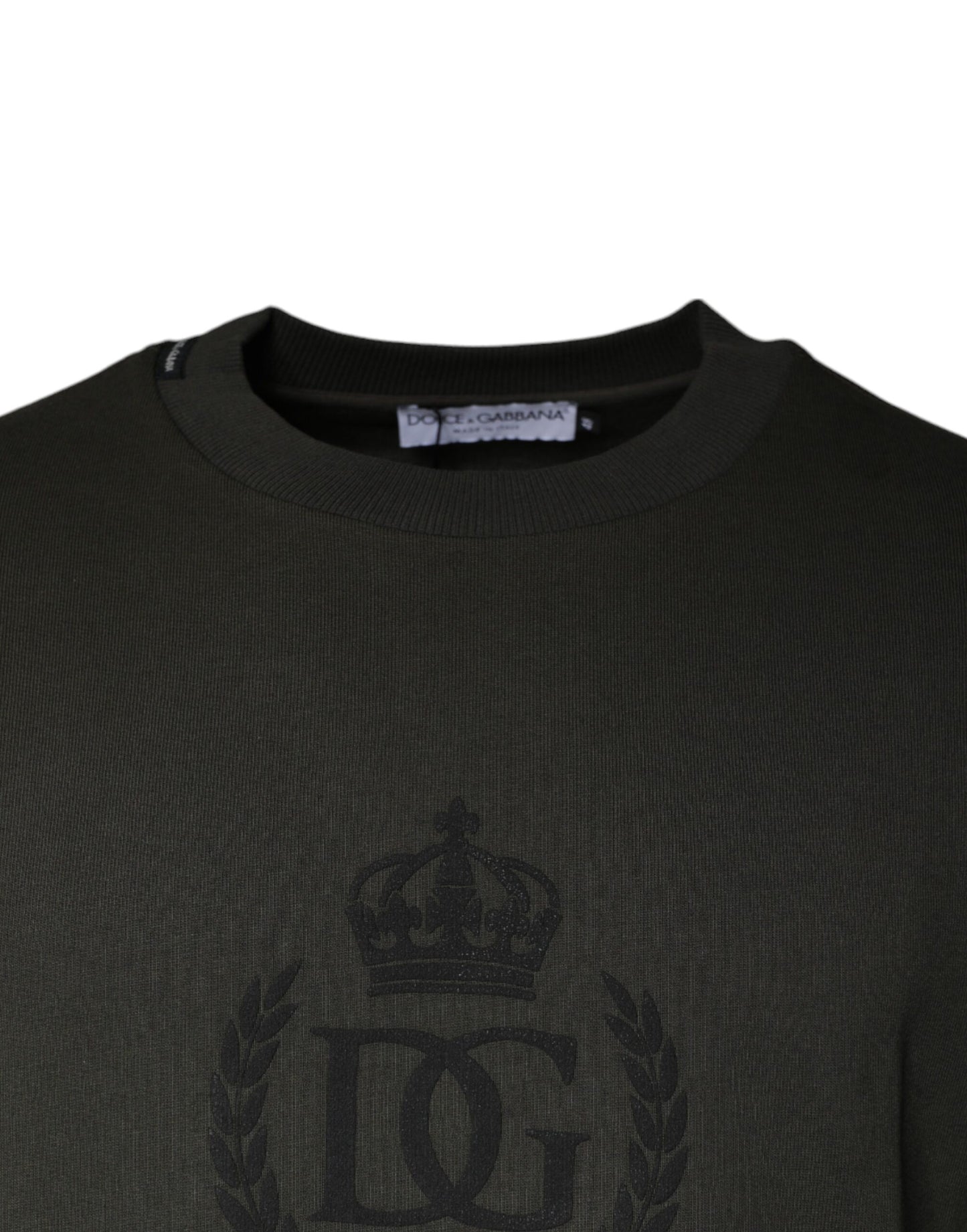 Suéter sudadera de algodón con corona verde militar