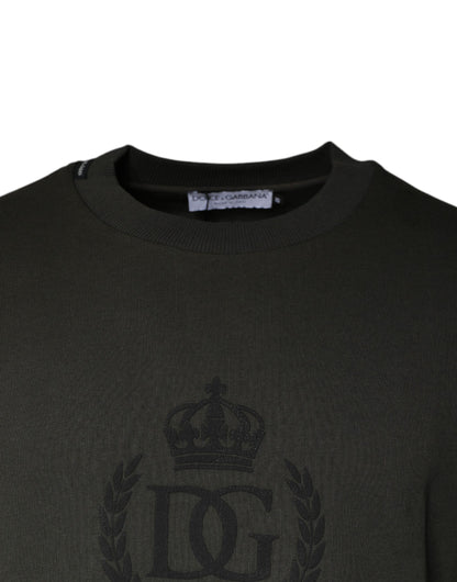 Suéter sudadera de algodón con corona verde militar