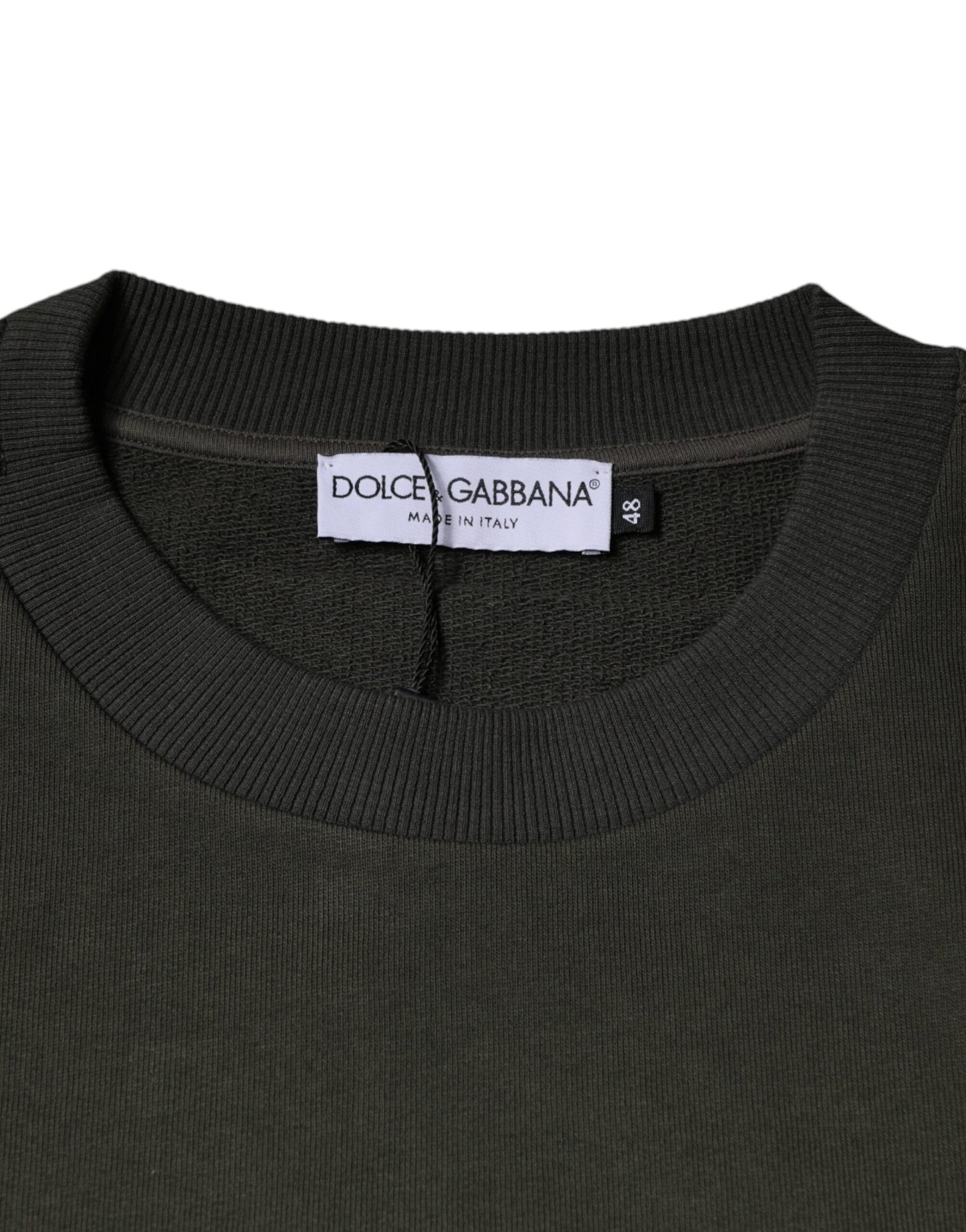 Suéter sudadera de algodón con corona verde militar
