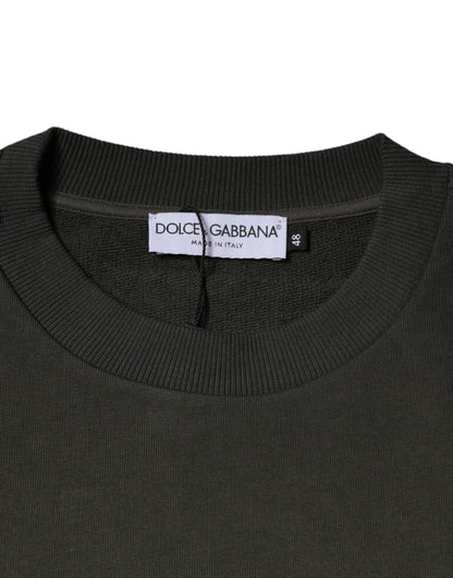 Suéter sudadera de algodón con corona verde militar