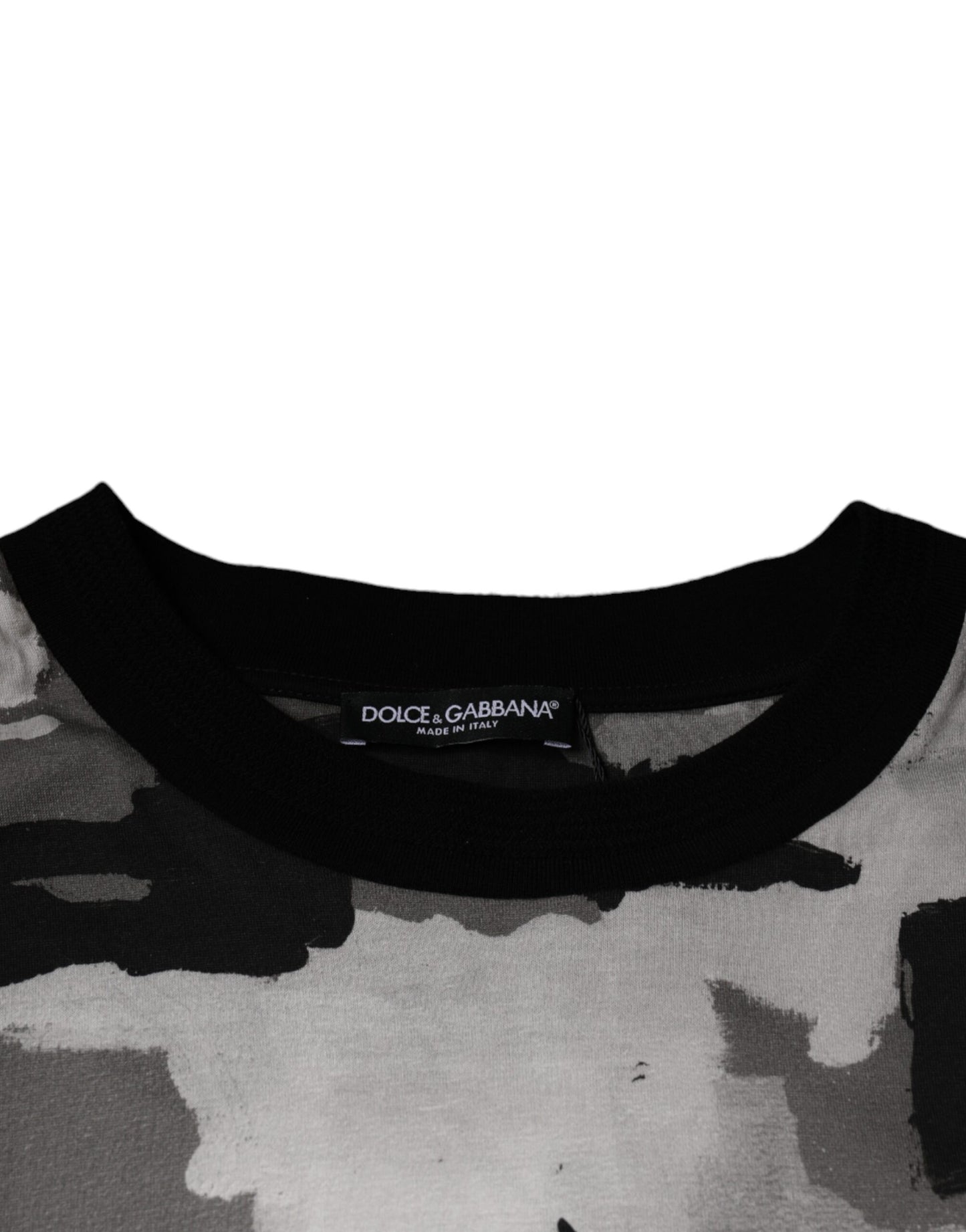 Camiseta de cuello redondo de algodón con estampado de camuflaje multicolor