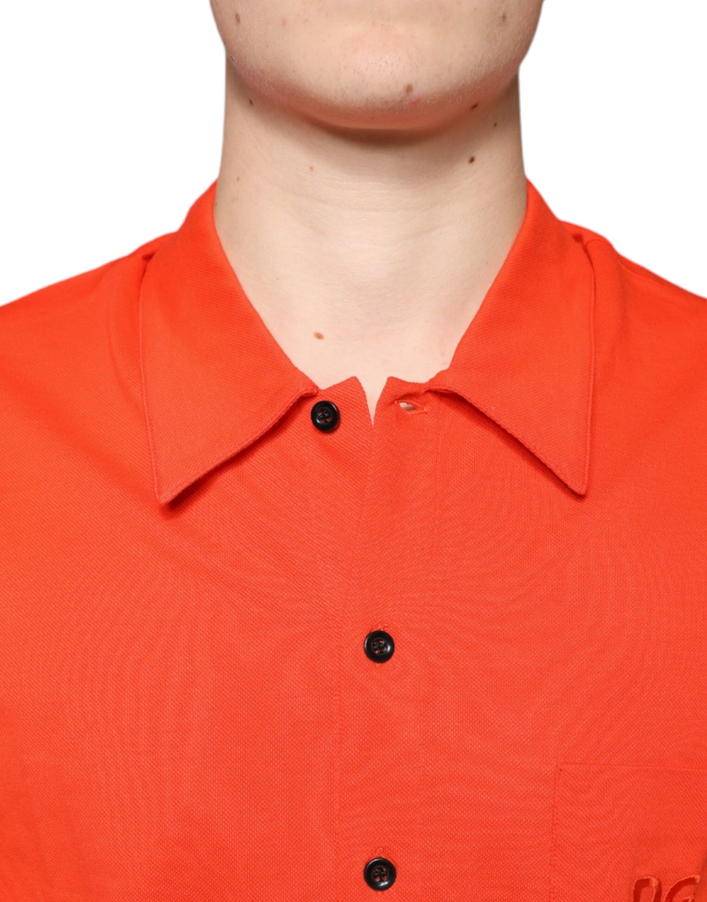 Camisa polo casual de algodón naranja con botones