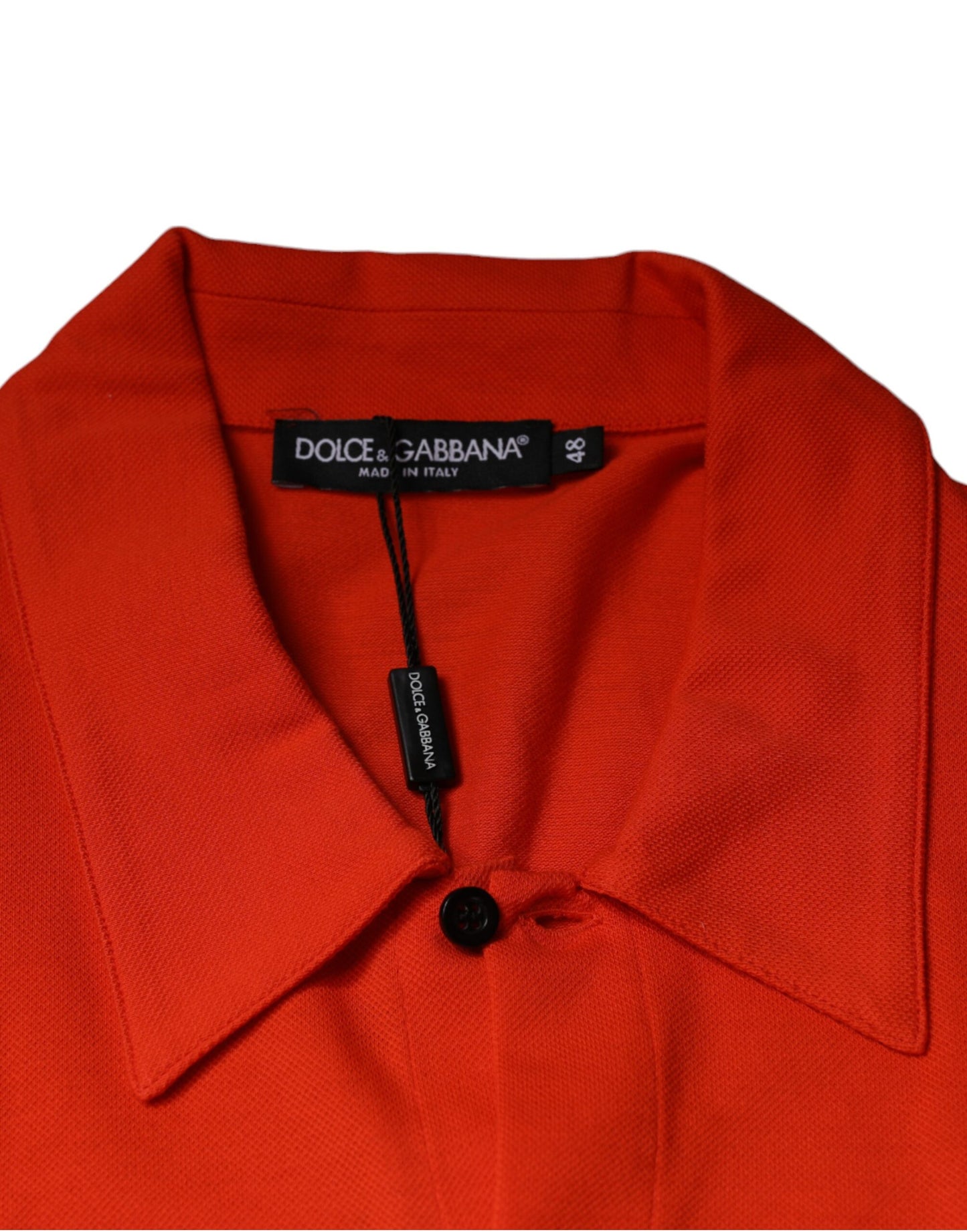 Camisa polo casual de algodón naranja con botones