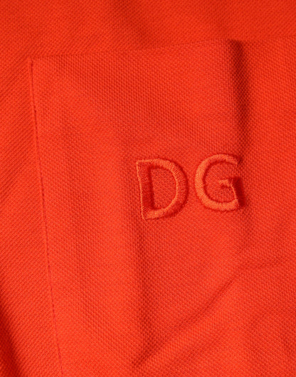 Camisa polo casual de algodón naranja con botones