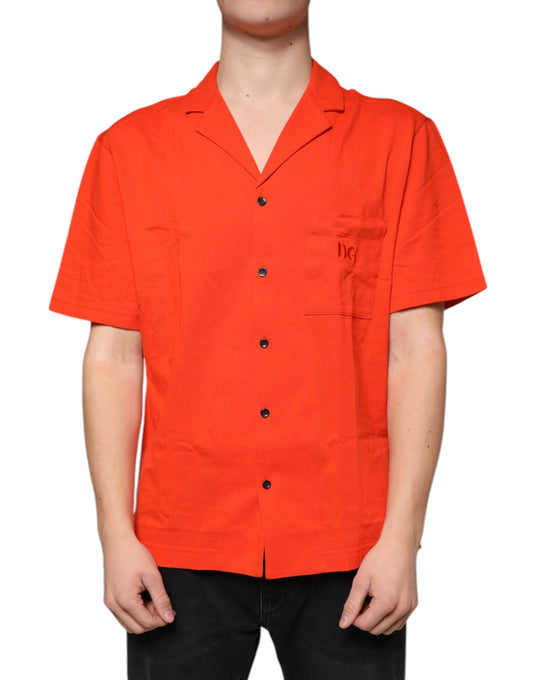 Polo informal de algodón naranja con botones