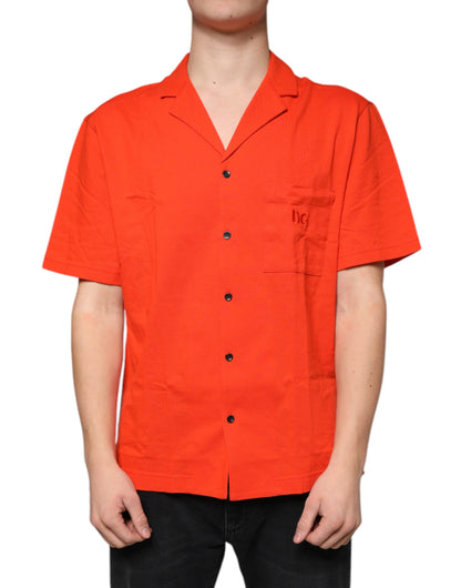 Polo informal de algodón naranja con botones