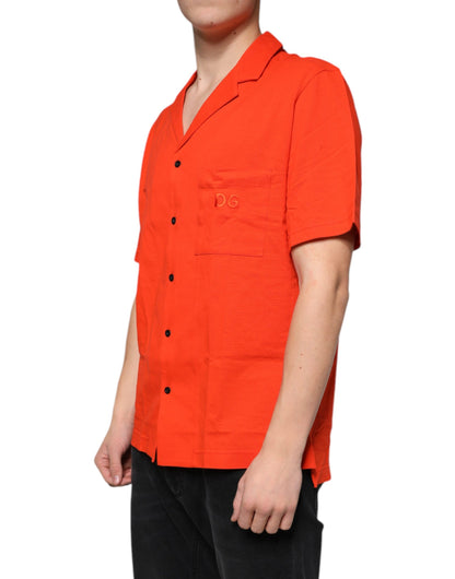 Polo informal de algodón naranja con botones