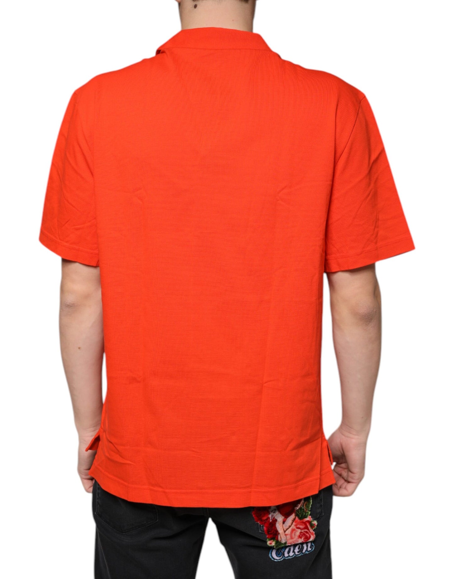 Polo informal de algodón naranja con botones
