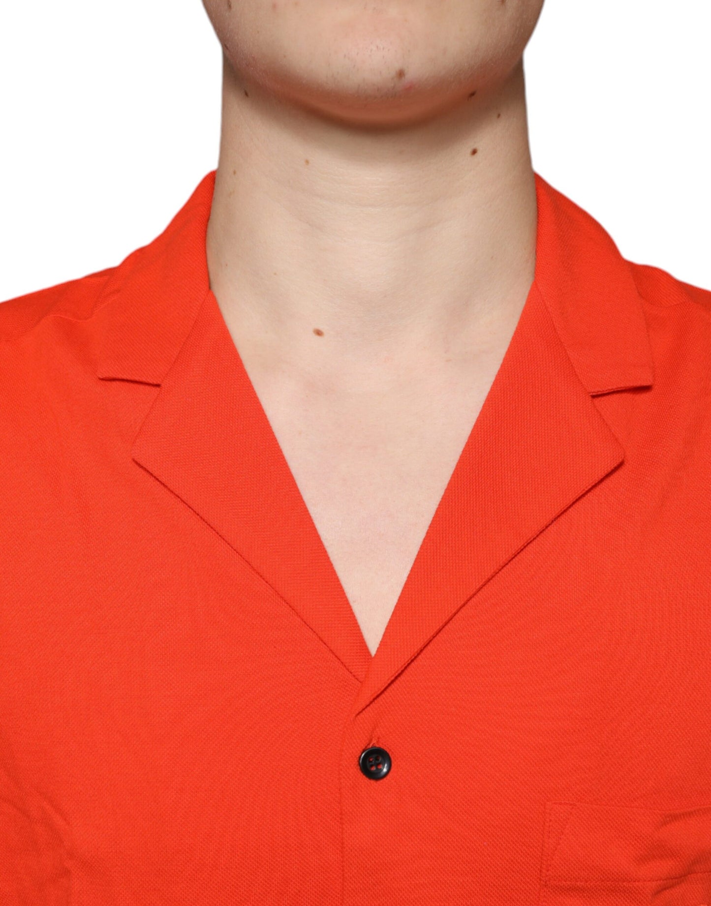 Polo informal de algodón naranja con botones