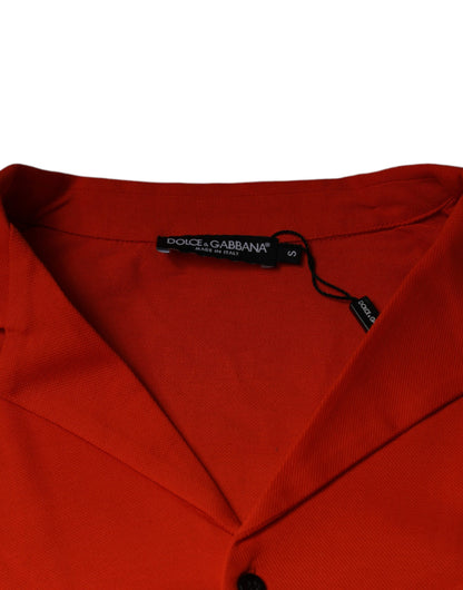 Polo informal de algodón naranja con botones