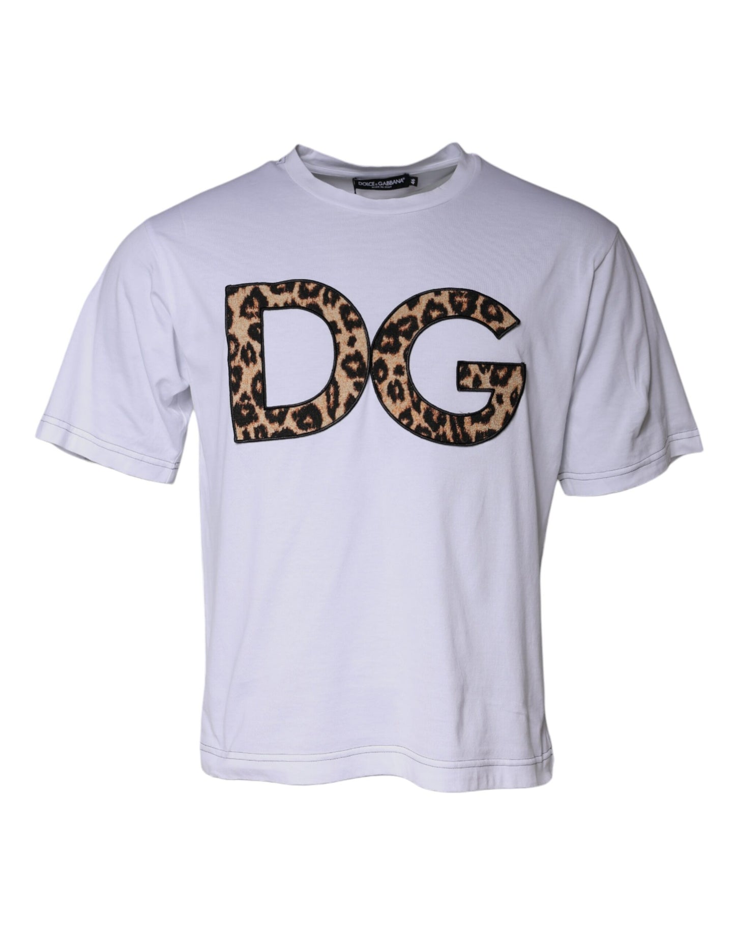 Camiseta blanca de algodón con mangas cortas y logotipo DG