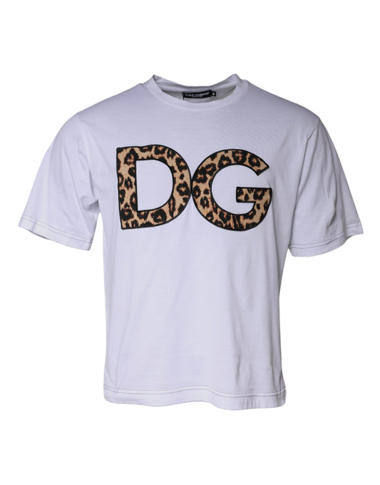 Camiseta blanca de algodón con mangas cortas y logotipo DG