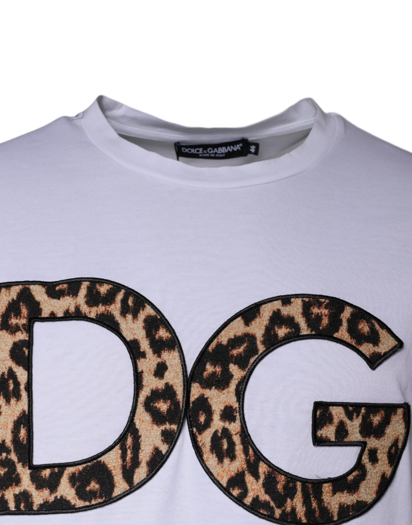 Camiseta blanca de algodón con mangas cortas y logotipo DG