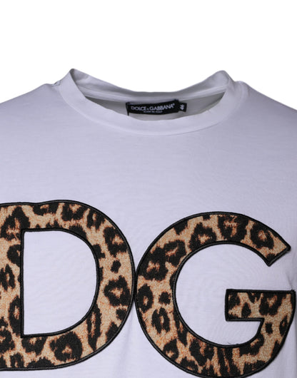 Camiseta blanca de algodón con mangas cortas y logotipo DG