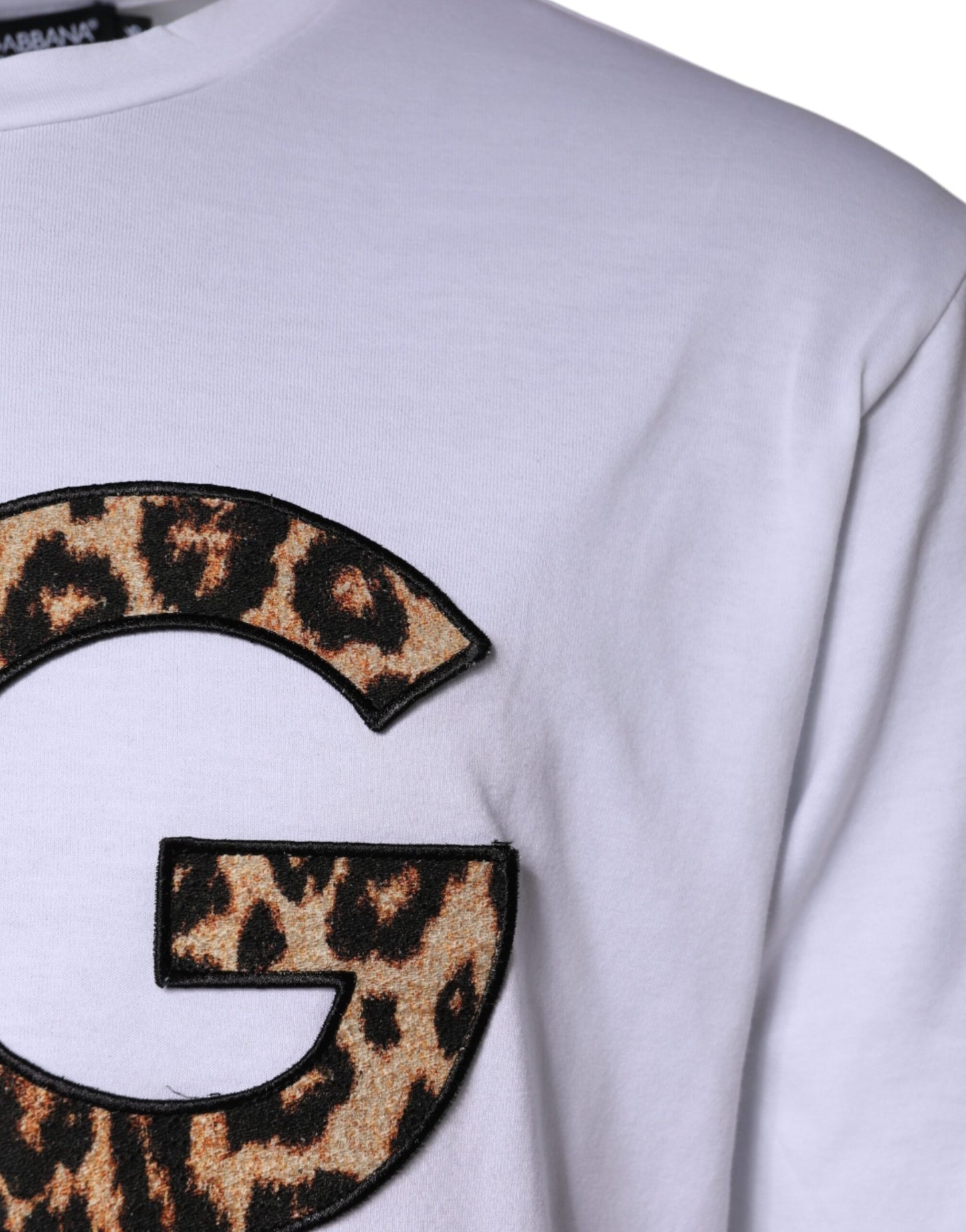 Camiseta blanca de algodón con mangas cortas y logotipo DG
