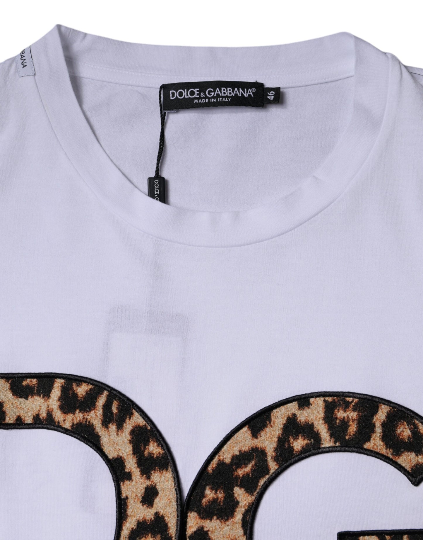 Camiseta blanca de algodón con mangas cortas y logotipo DG