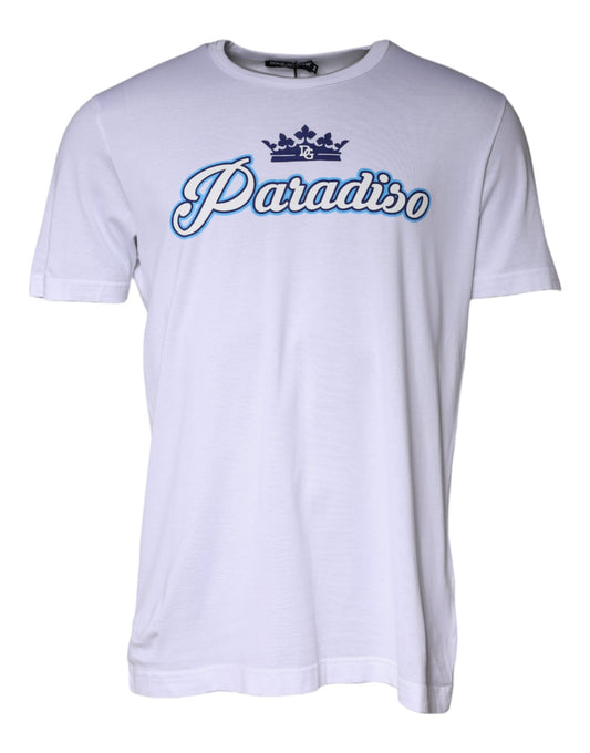 Camiseta de algodón blanca de manga corta Paradiso