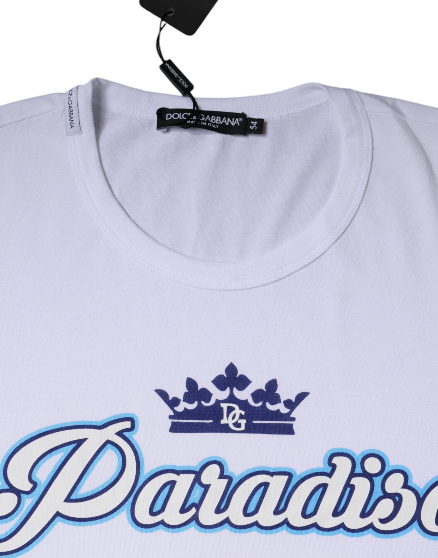 Camiseta de algodón blanca de manga corta Paradiso