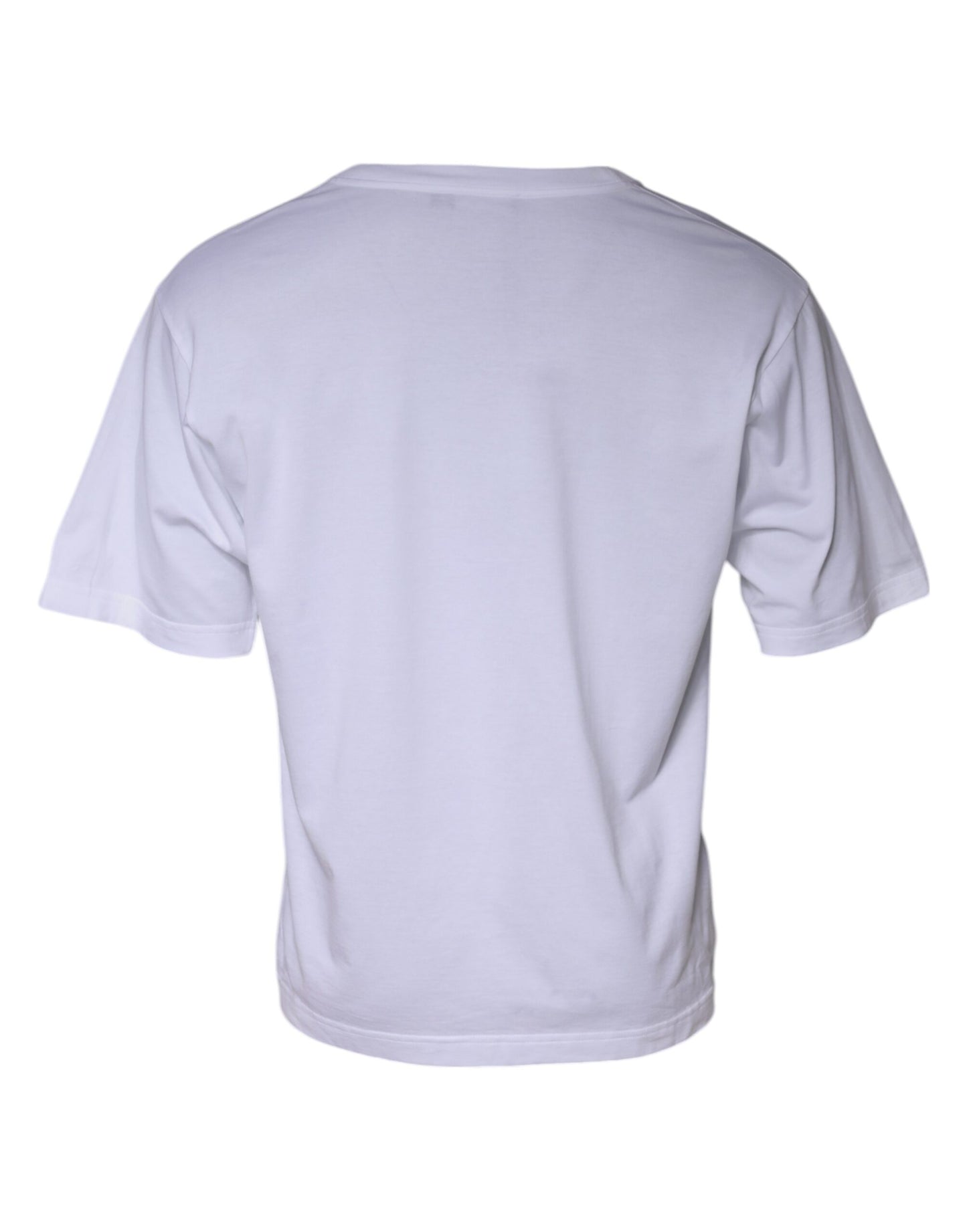 Camiseta de algodón con cuello redondo y parche del logotipo blanco
