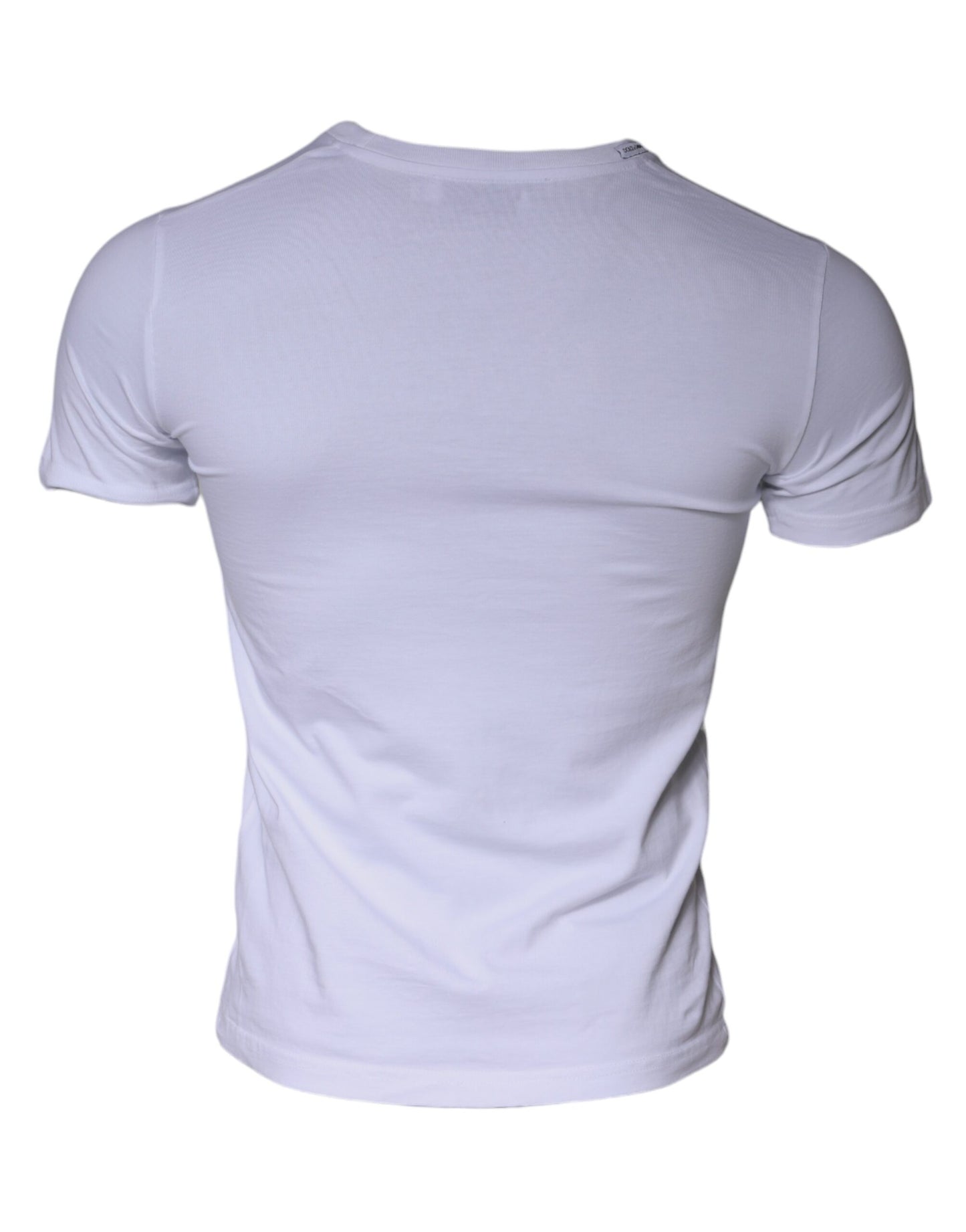Camiseta de algodón con cuello redondo y estampado de logotipo blanco