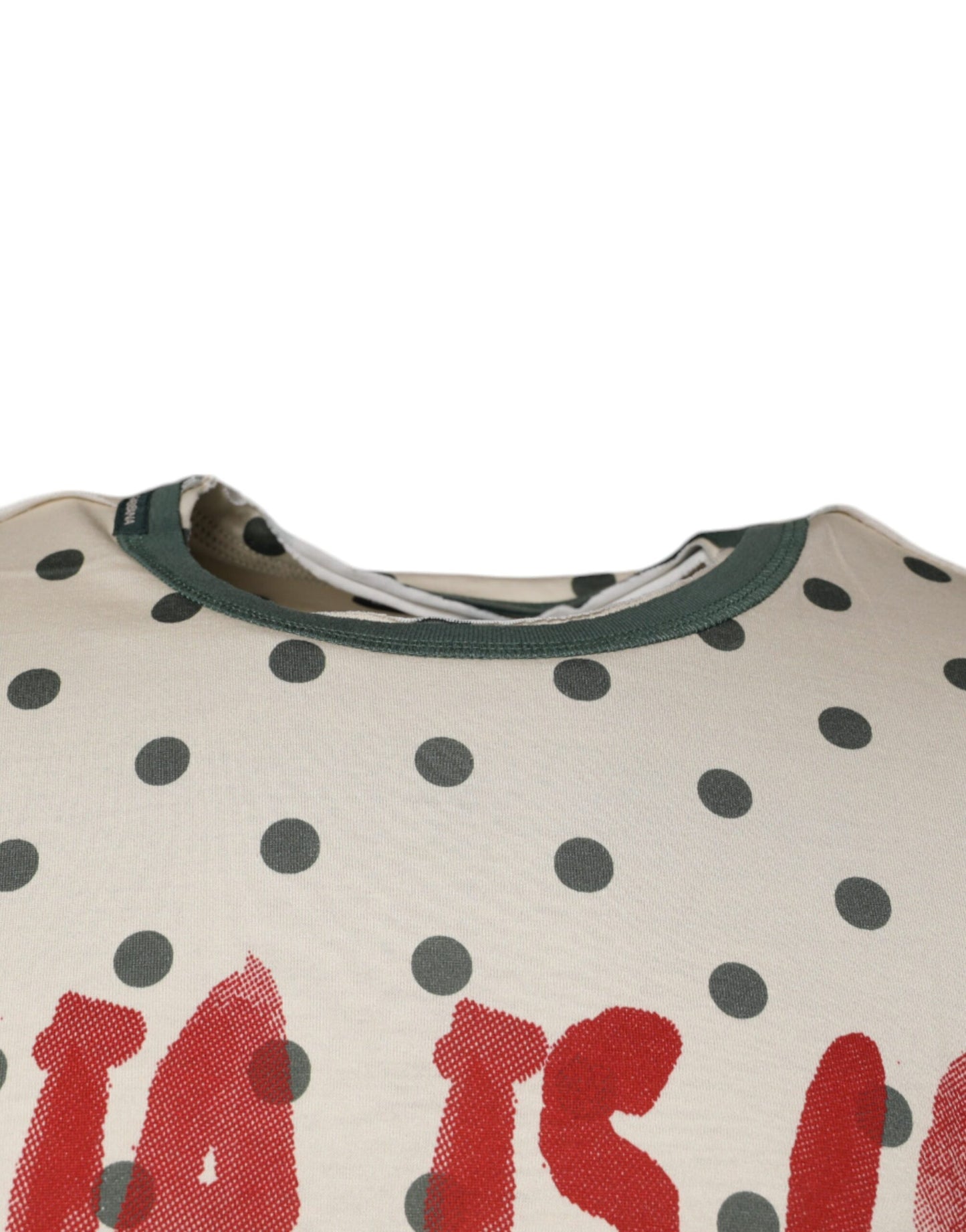 Camiseta de algodón con estampado gráfico de lunares en beige
