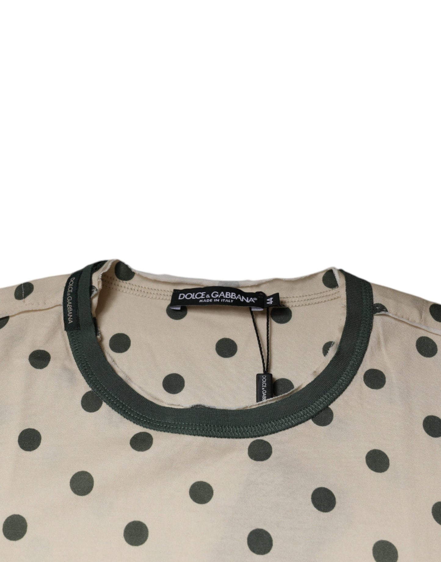 Camiseta de algodón con estampado gráfico de lunares en beige