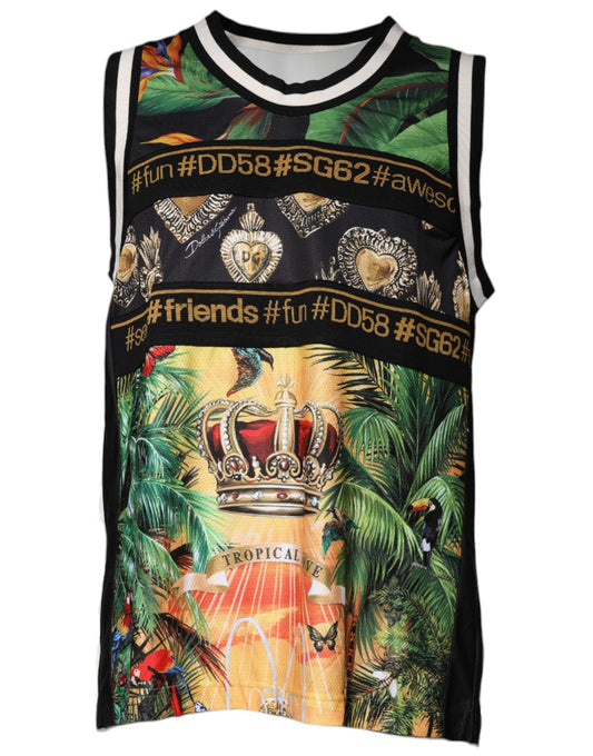 Camiseta sin mangas tropical multicolor