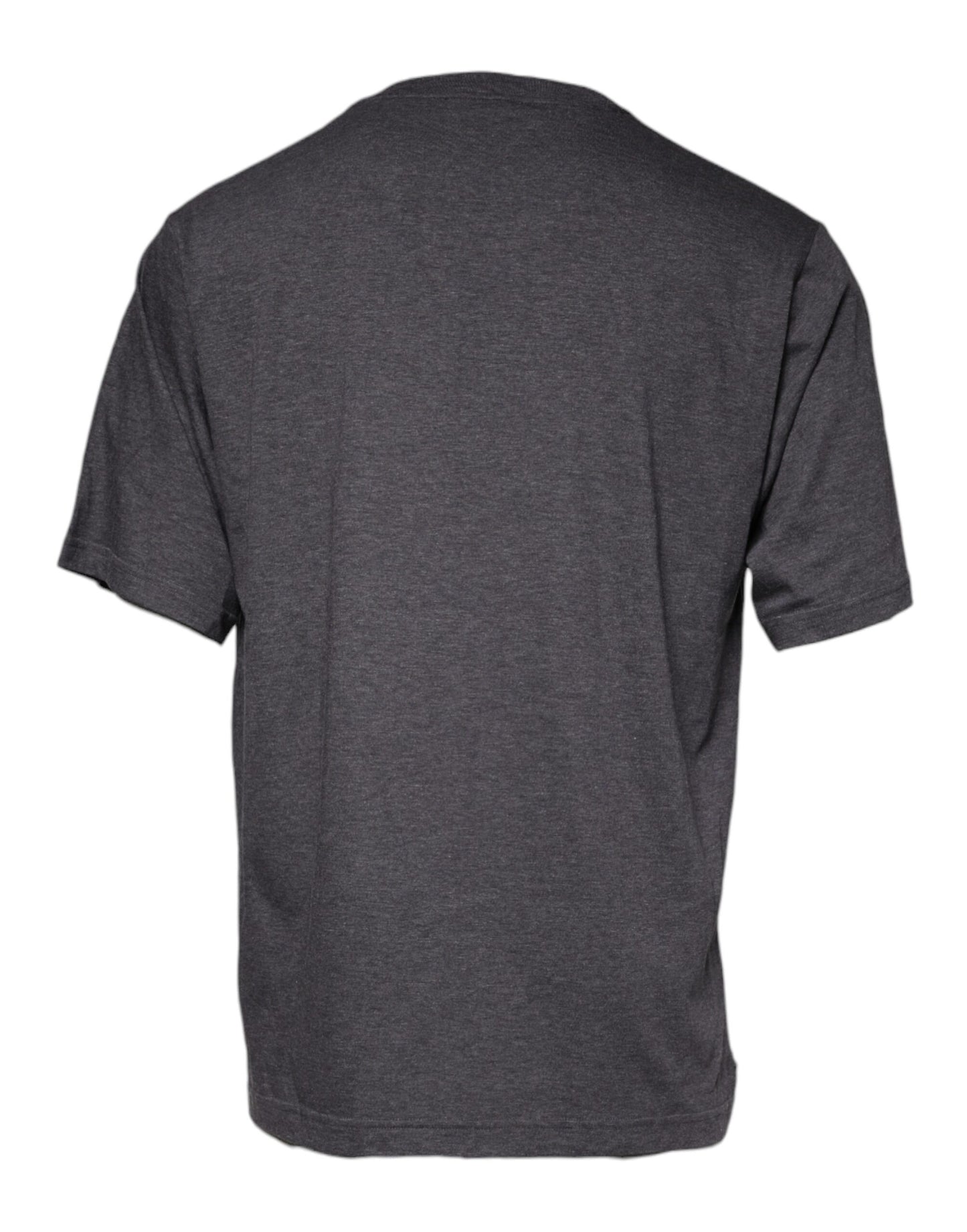 Camiseta de algodón con cuello redondo y parche del logotipo gris