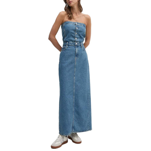 Vestido de algodón azul