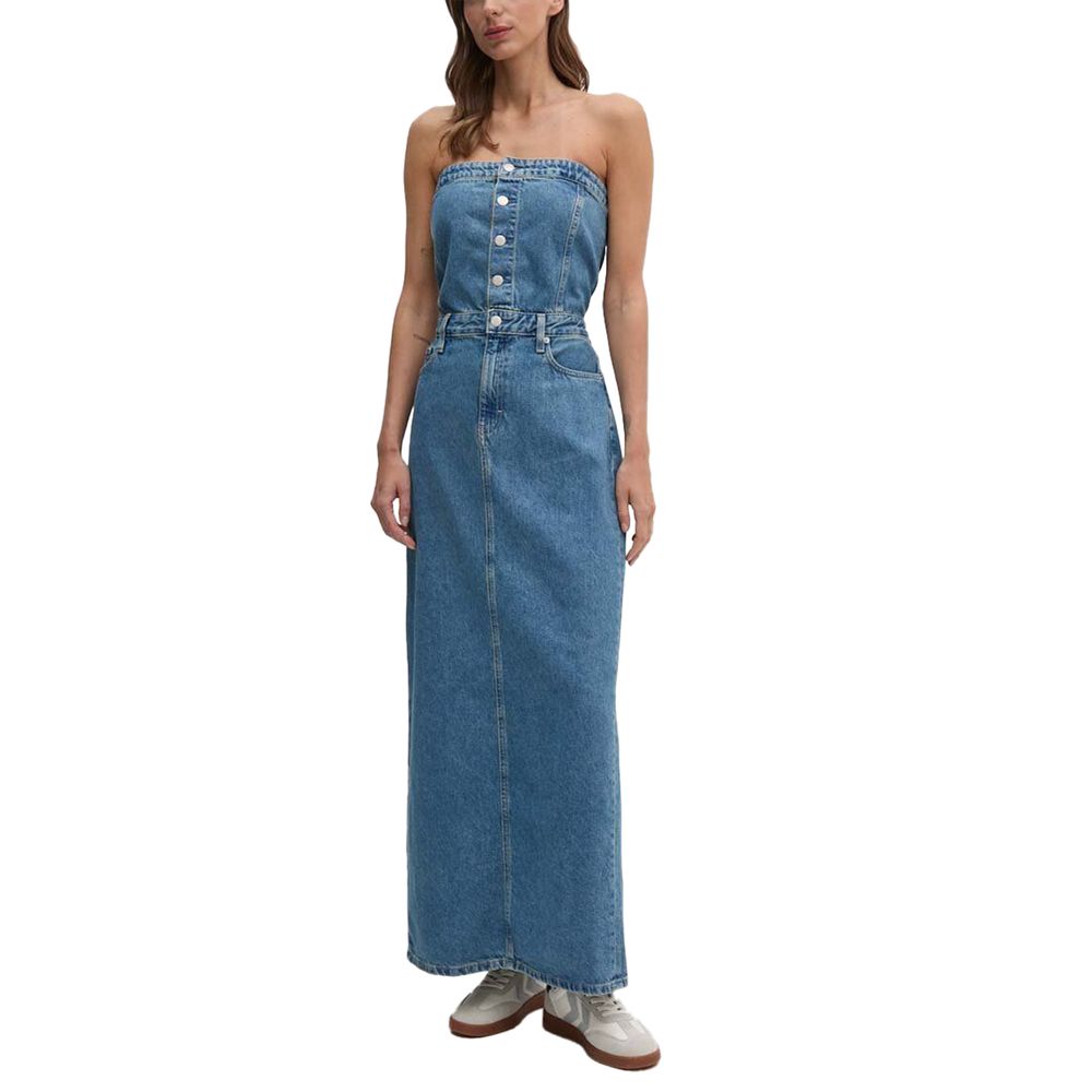 Vestido de algodón azul