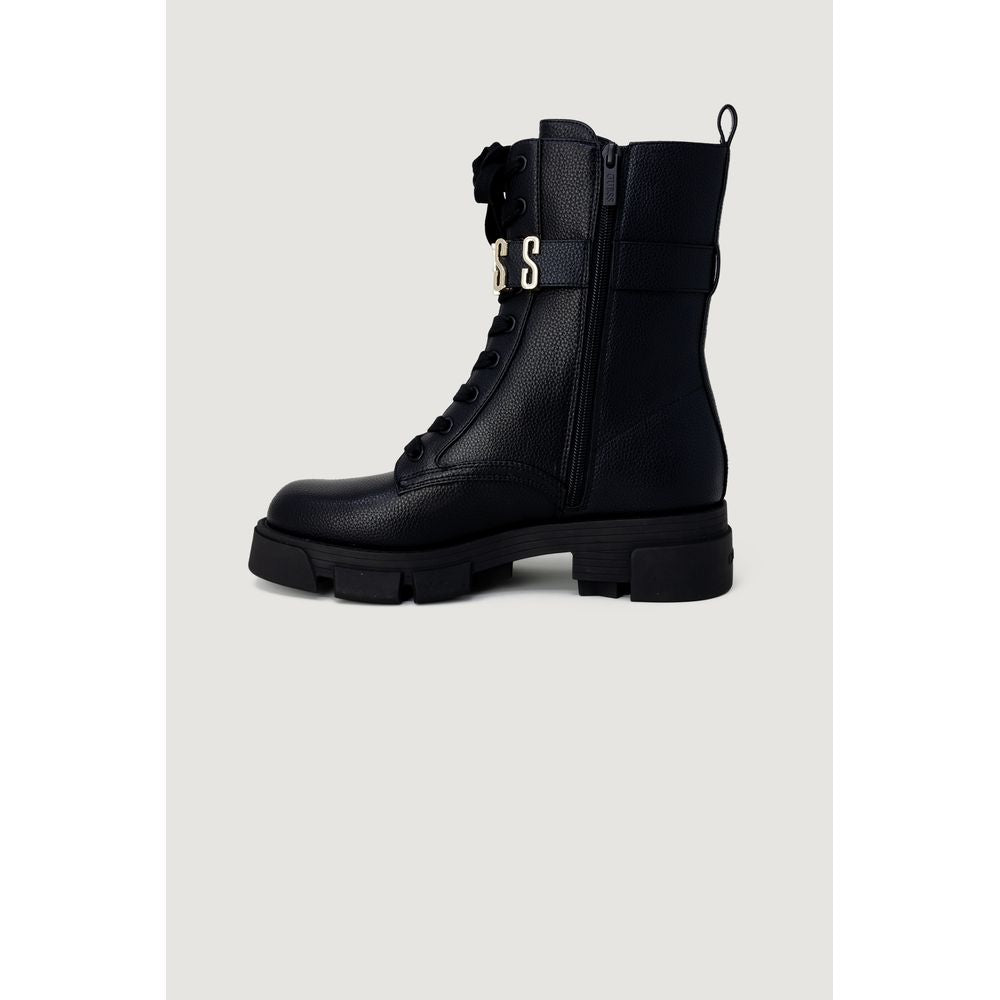 Bota de cuero negra