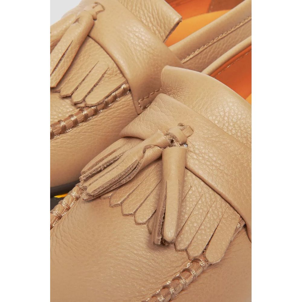 Beige Leather Platform