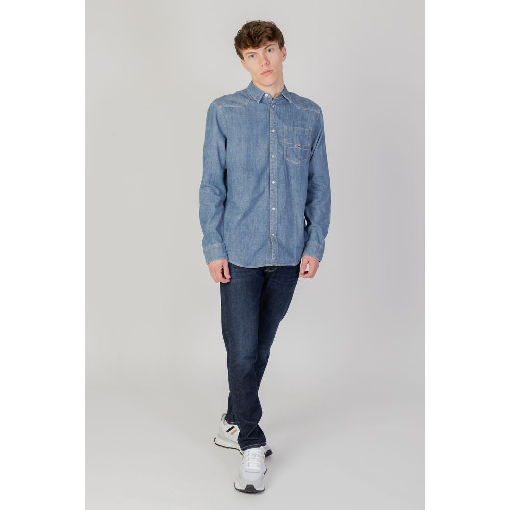 Camisa de algodón azul