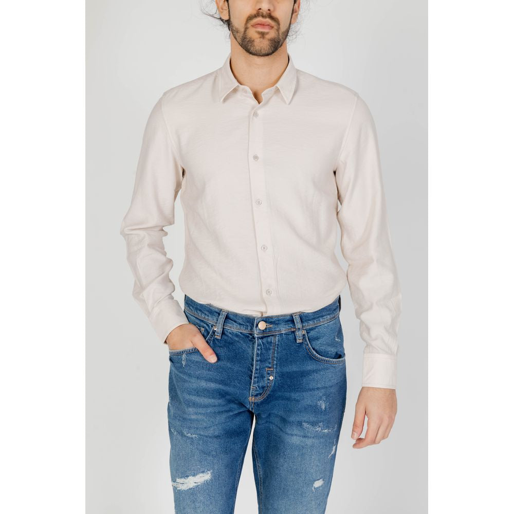 Camisa de viscosa beige