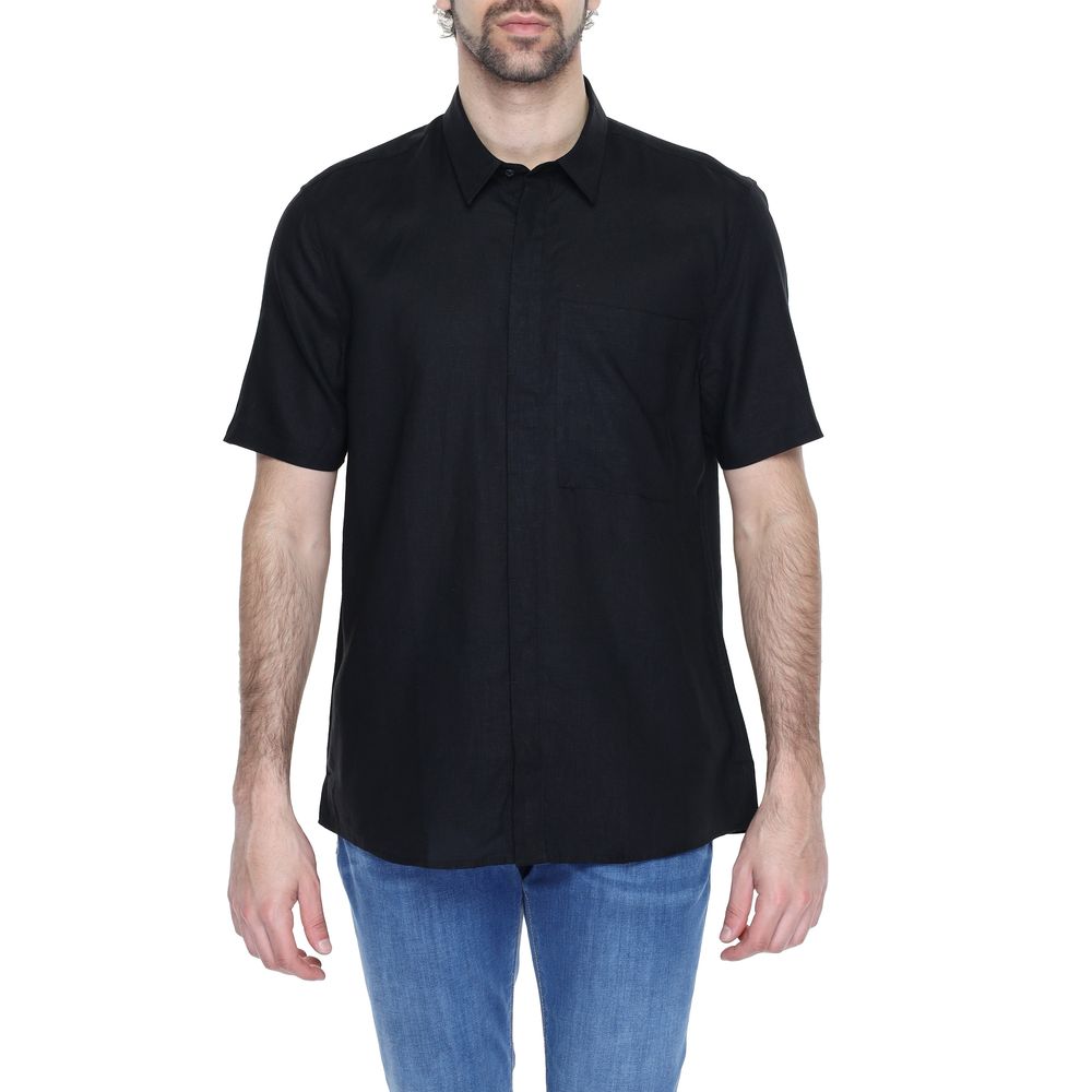 Camisa de lino negra