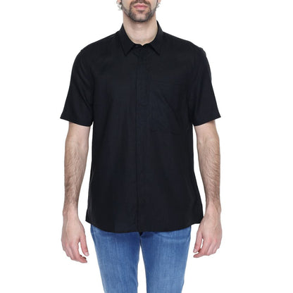 Camisa de lino negra