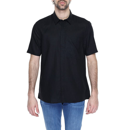 Camisa de lino negra