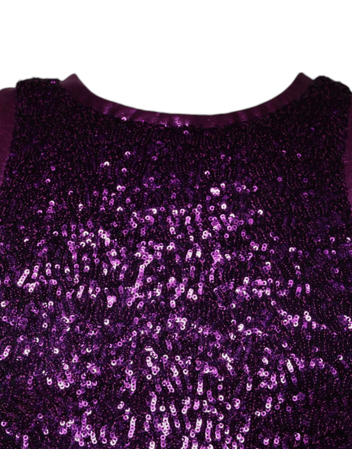 Camiseta sin mangas con cuello redondo y lentejuelas moradas