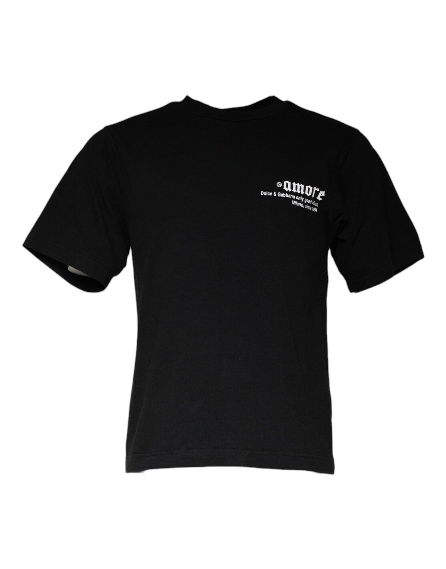 Camiseta de algodón con cuello redondo y estampado Amore negro