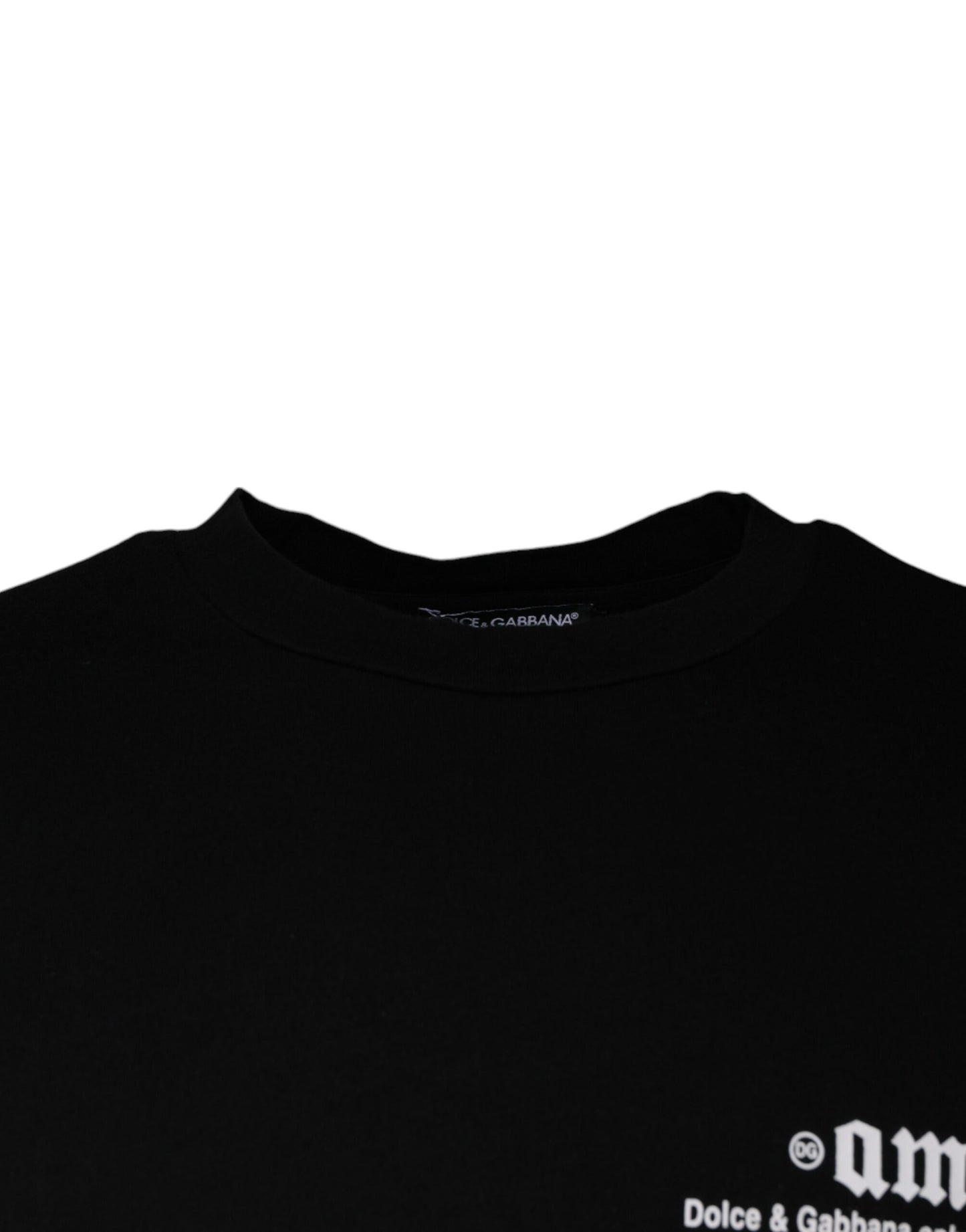 Camiseta de algodón con cuello redondo y estampado Amore negro