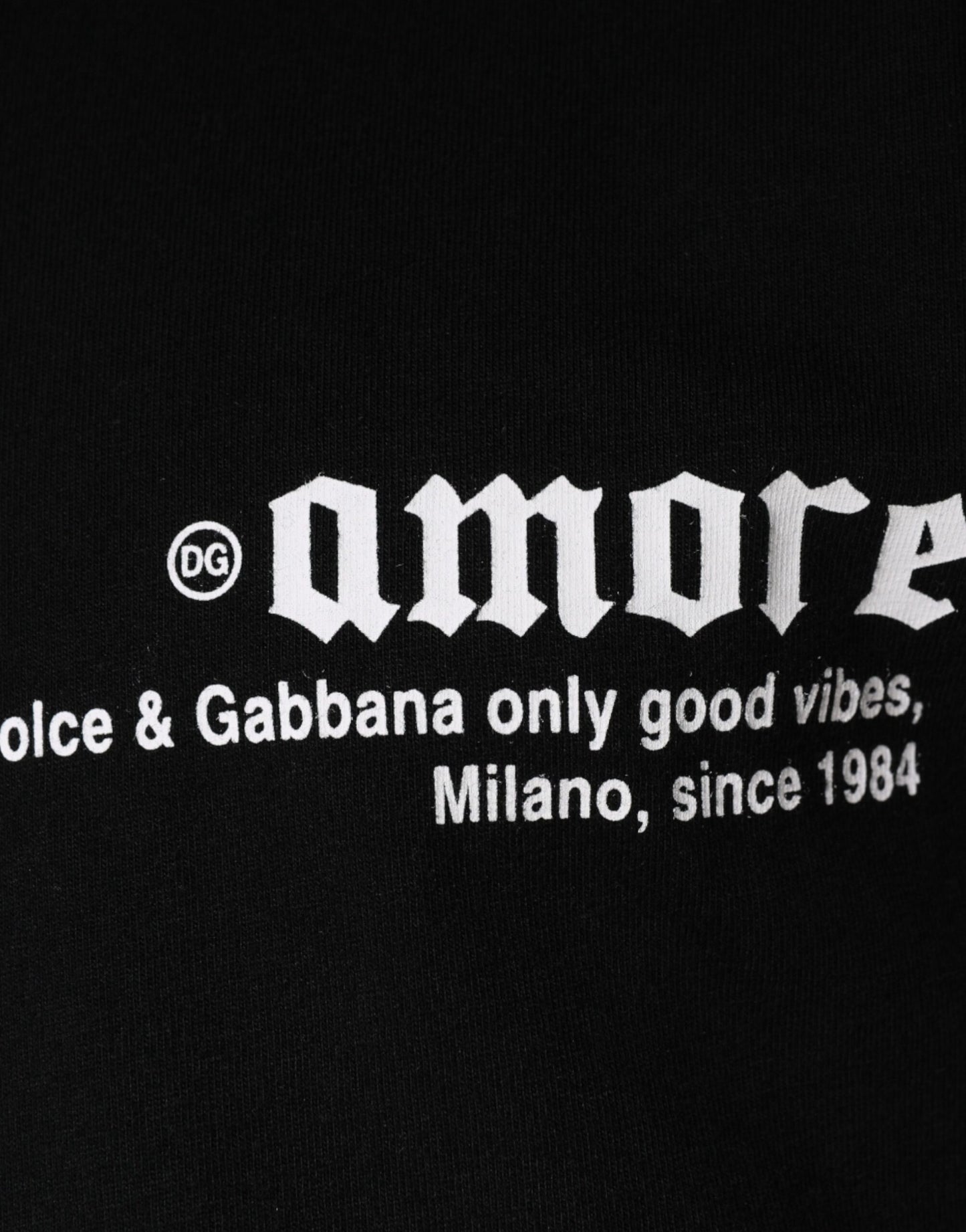 Camiseta de algodón con cuello redondo y estampado Amore negro
