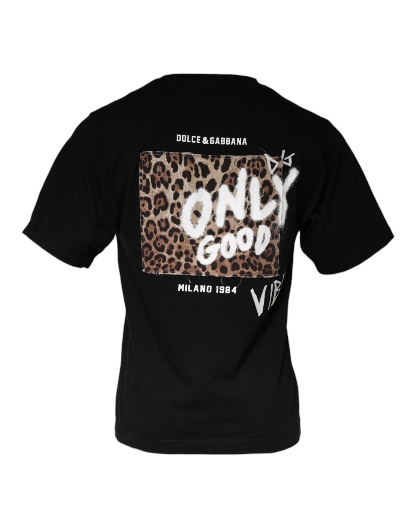 Camiseta de algodón con cuello redondo y estampado Amore negro