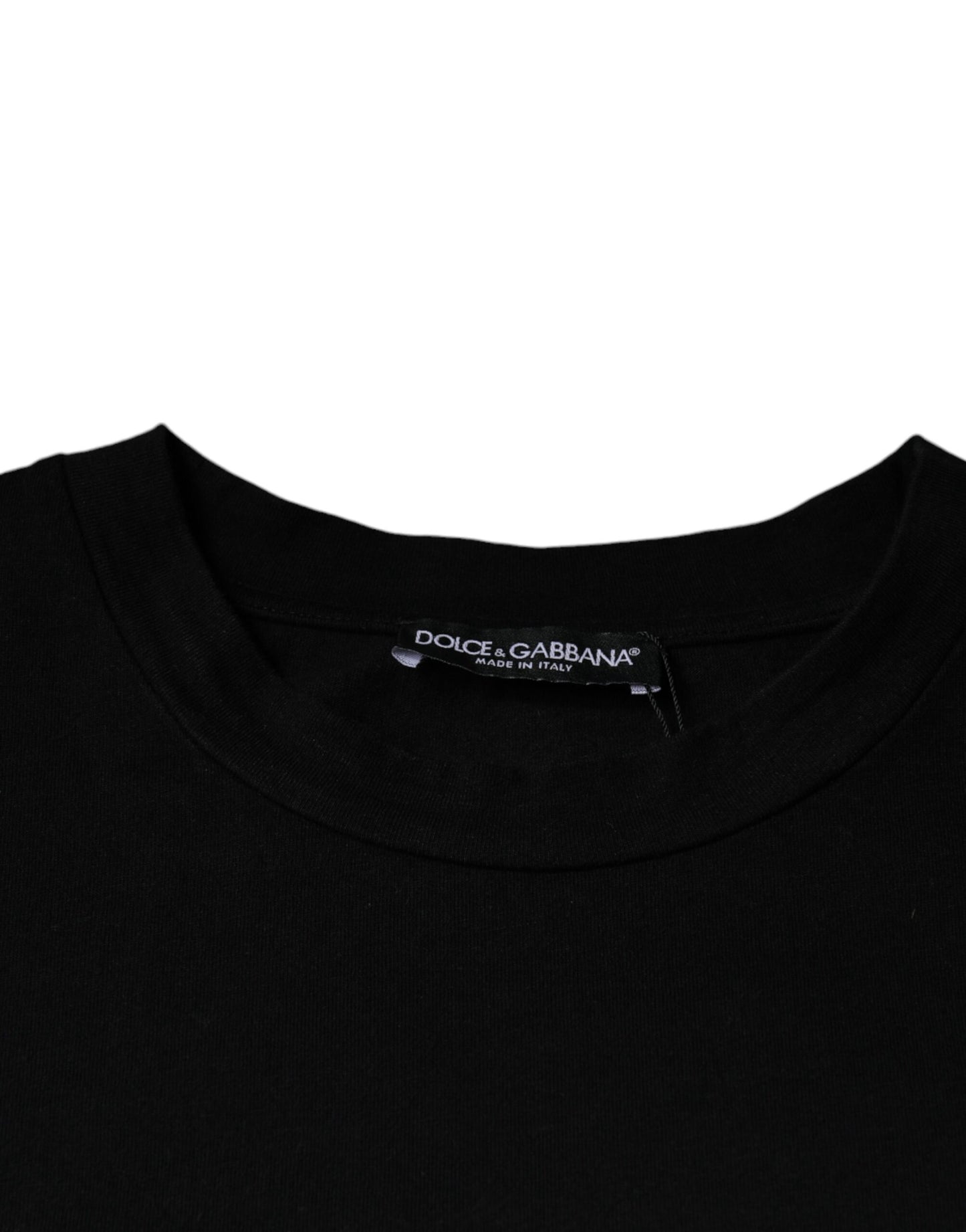 Camiseta de algodón con cuello redondo y estampado Amore negro