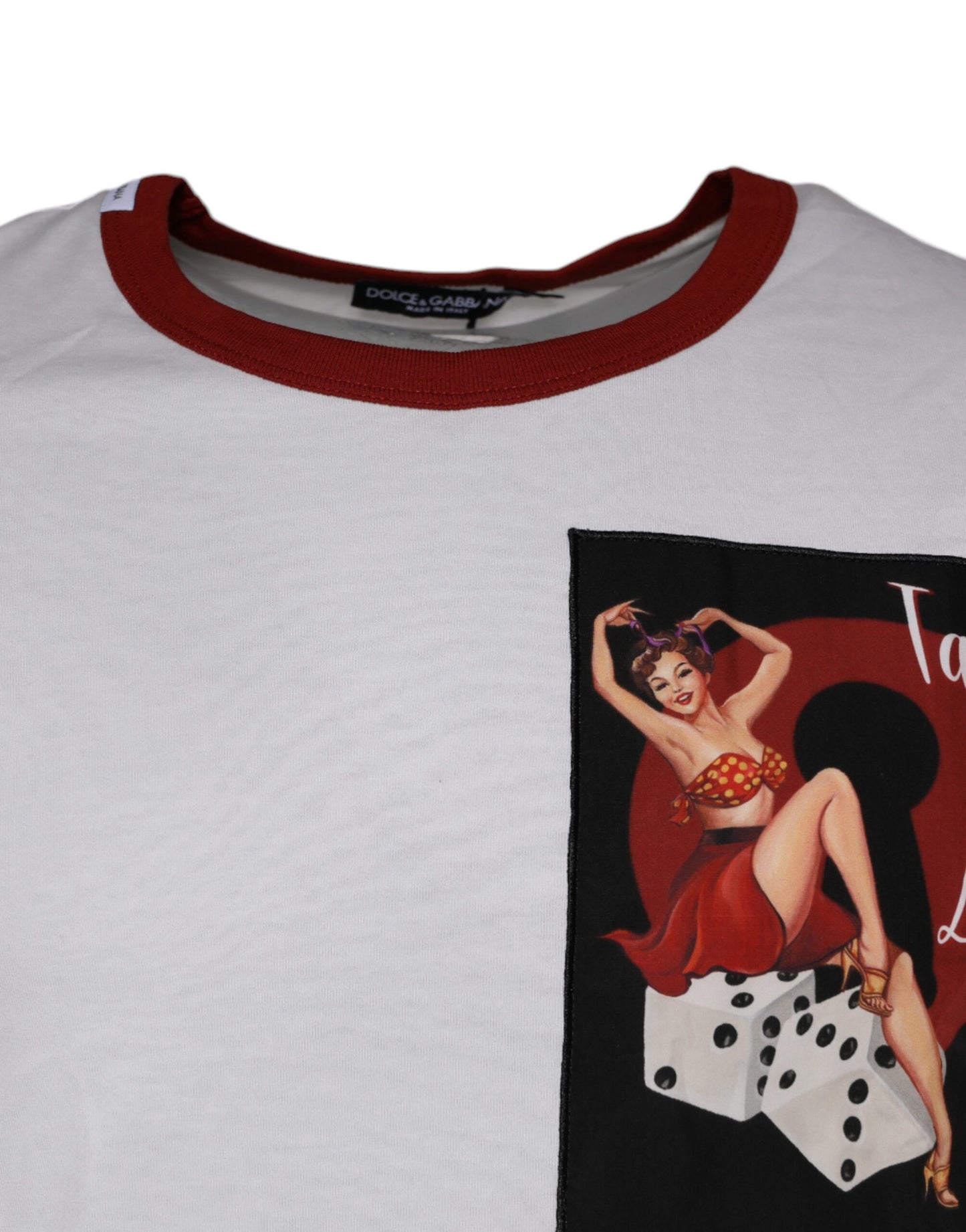 Camiseta blanca de algodón con cuello redondo y estampado gráfico