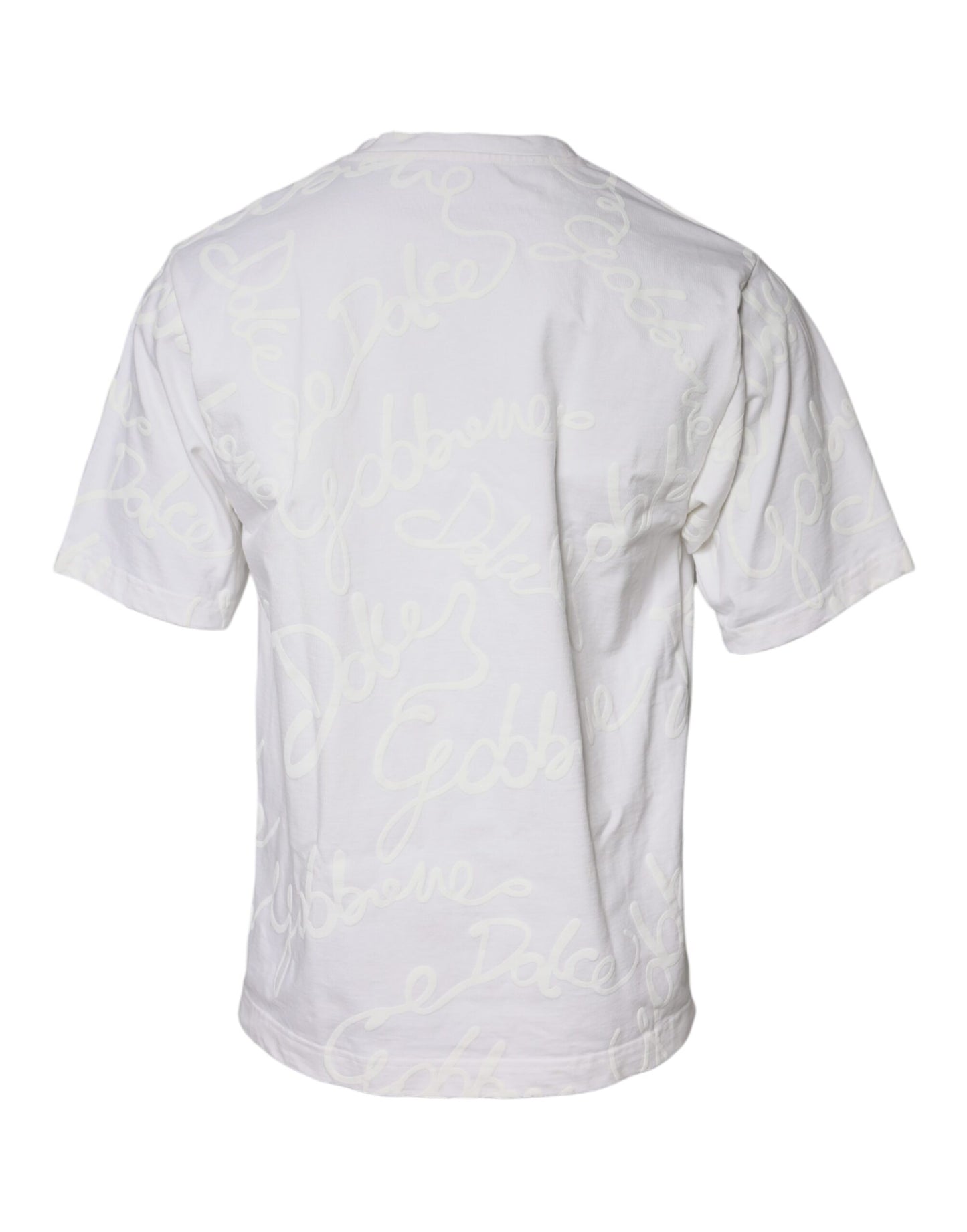 Camiseta de algodón con cuello redondo y estampado de logotipo blanco